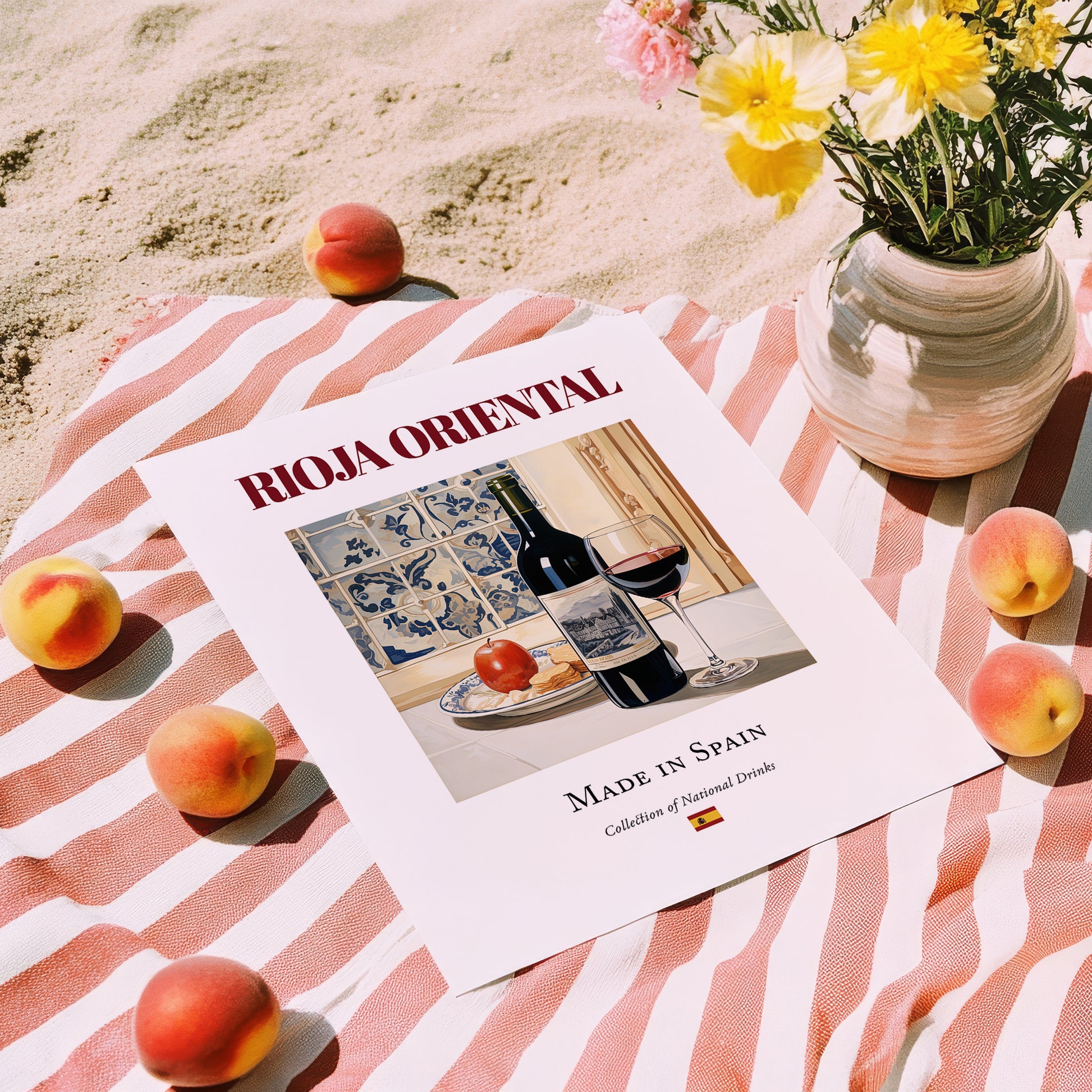 Rioja Oriental – Spanish Red Wine, Enoteca Painting, unframed on coastal sand