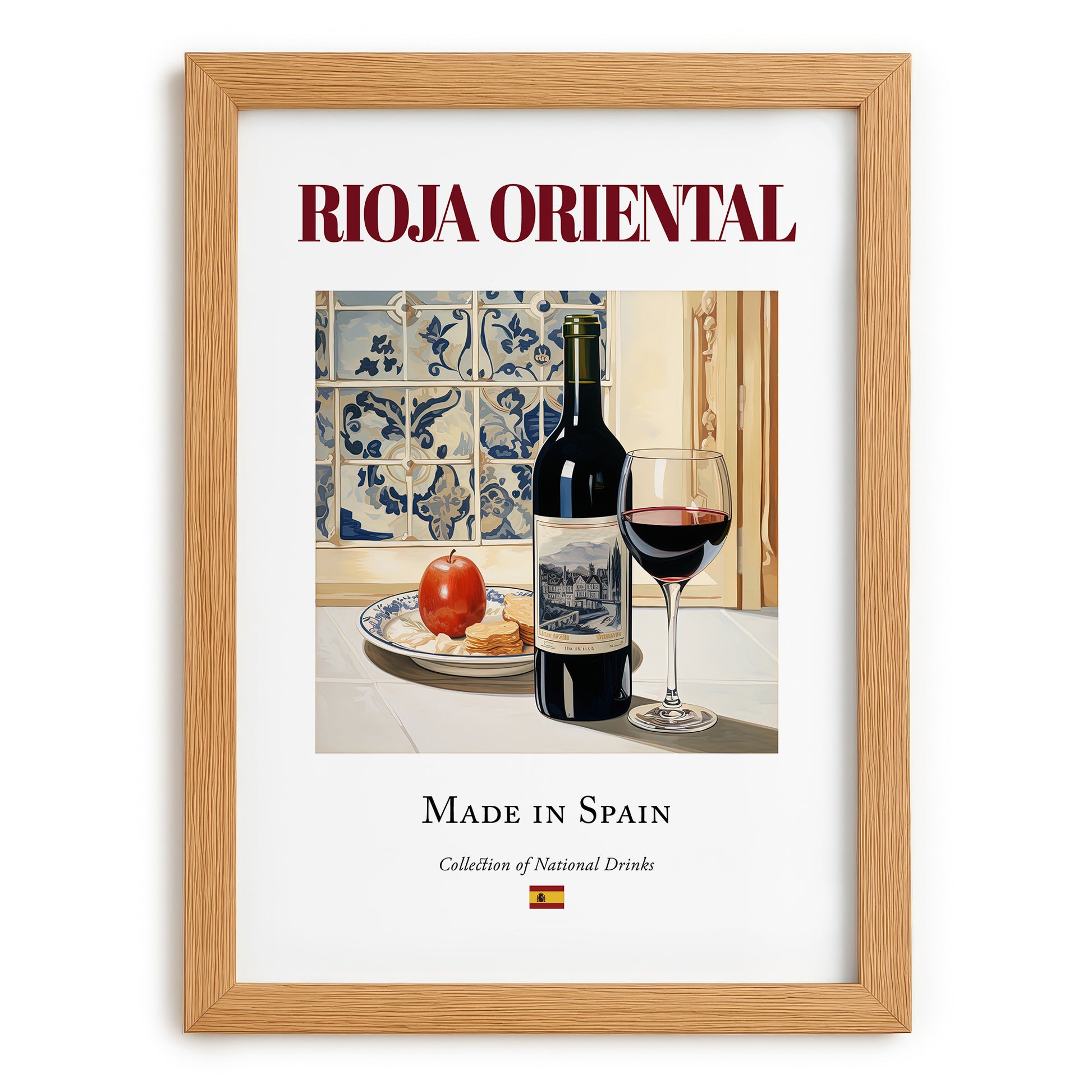Rioja Oriental – Spanish Red Wine, Enoteca Painting, set in oak frame