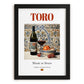 Toro – Spanish Red Wine, Wine Bar Print, in sleek black frame