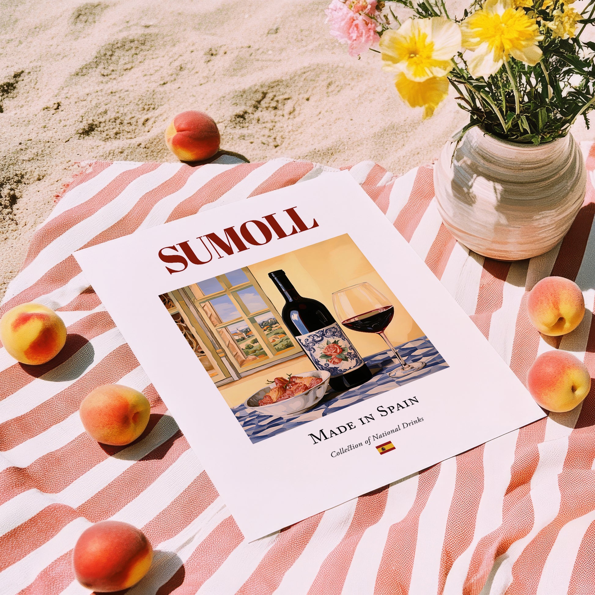 Sumoll – Spanish Red Wine, Tasting Room Poster, unframed on coastal sand