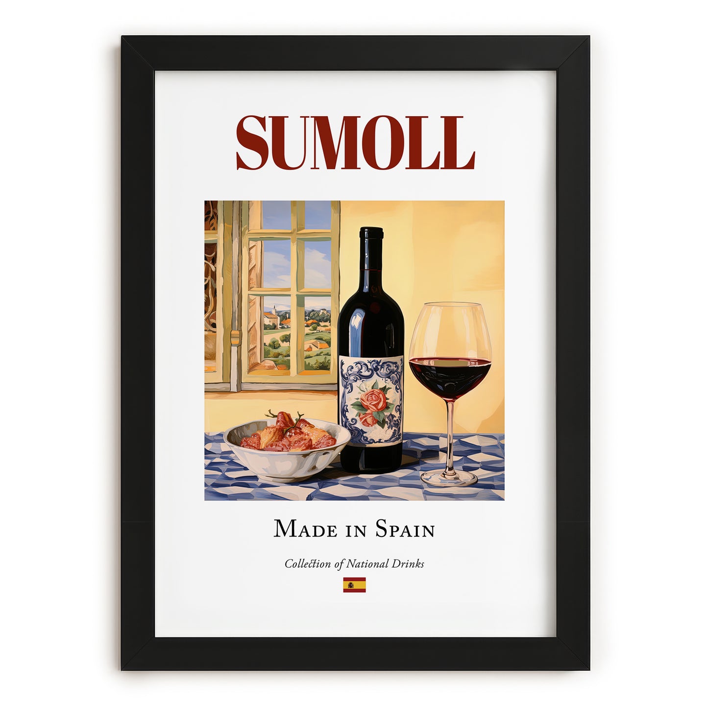 Sumoll – Spanish Red Wine, Tasting Room Poster, in sleek black frame