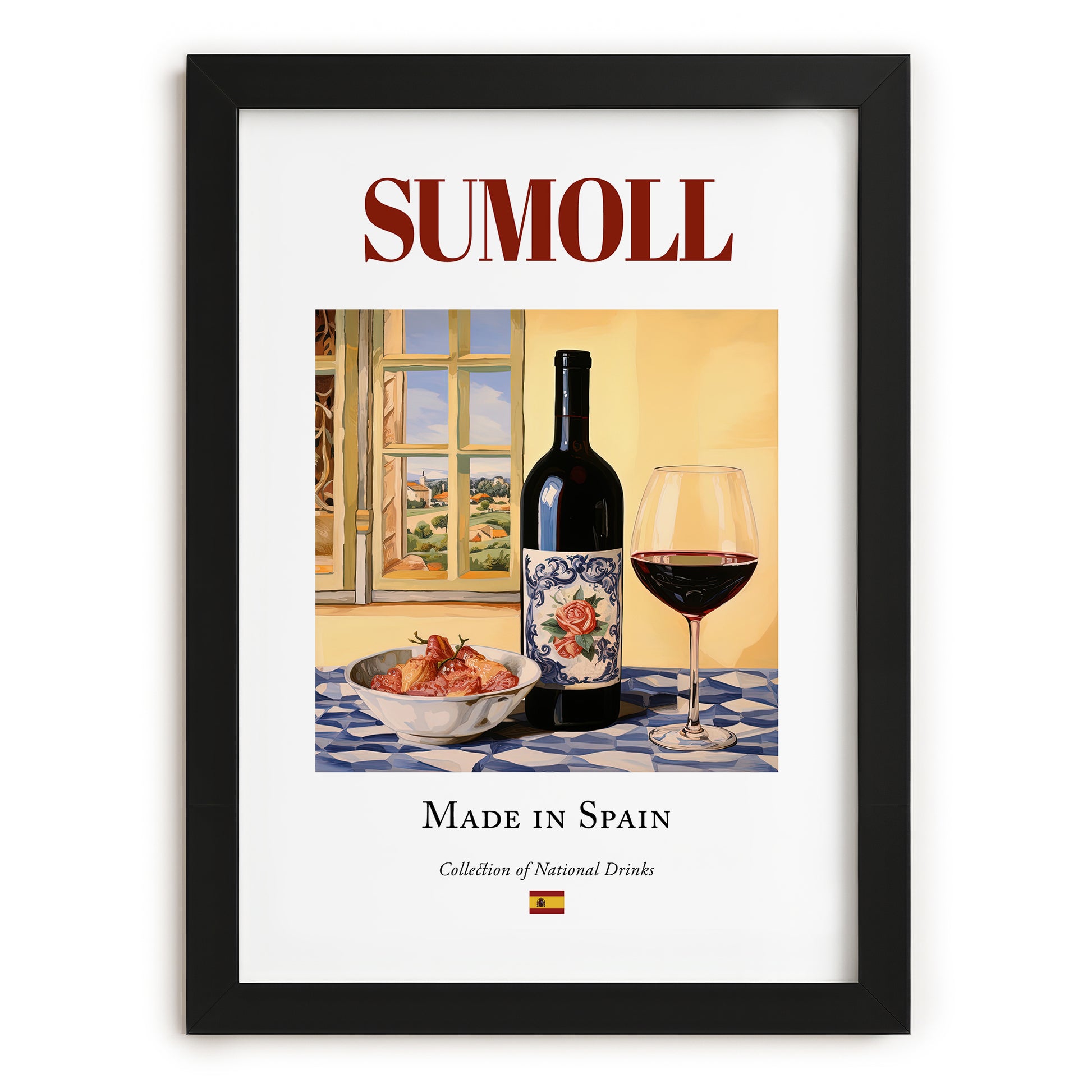 Sumoll – Spanish Red Wine, Tasting Room Poster, in sleek black frame