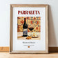 Parraleta – Spanish Red Wine, Enoteca Art, in wooden frame leaning on the floor