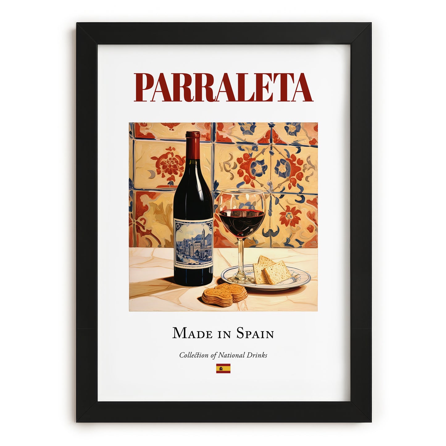 Parraleta – Spanish Red Wine, Enoteca Art, in sleek black frame