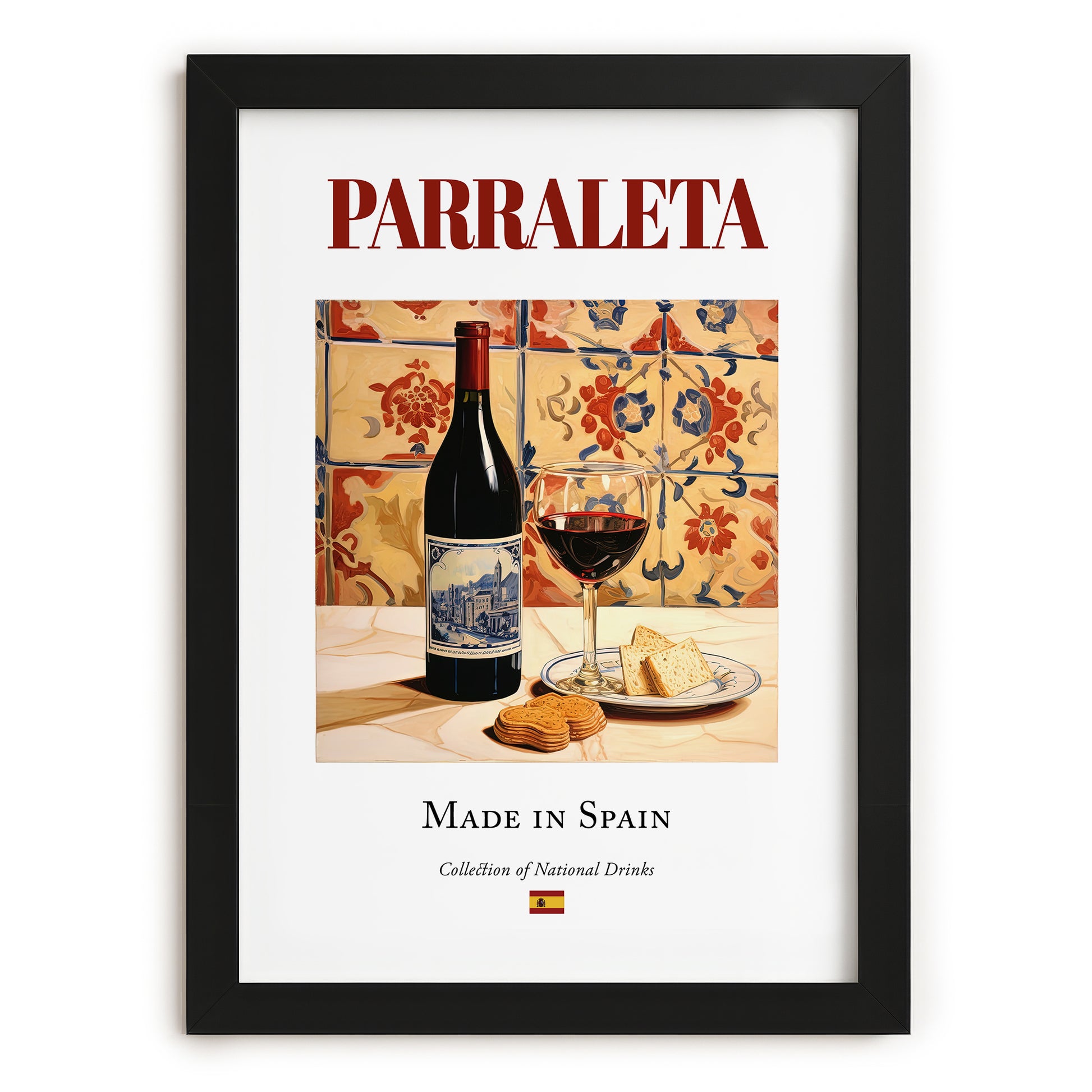 Parraleta – Spanish Red Wine, Enoteca Art, in sleek black frame
