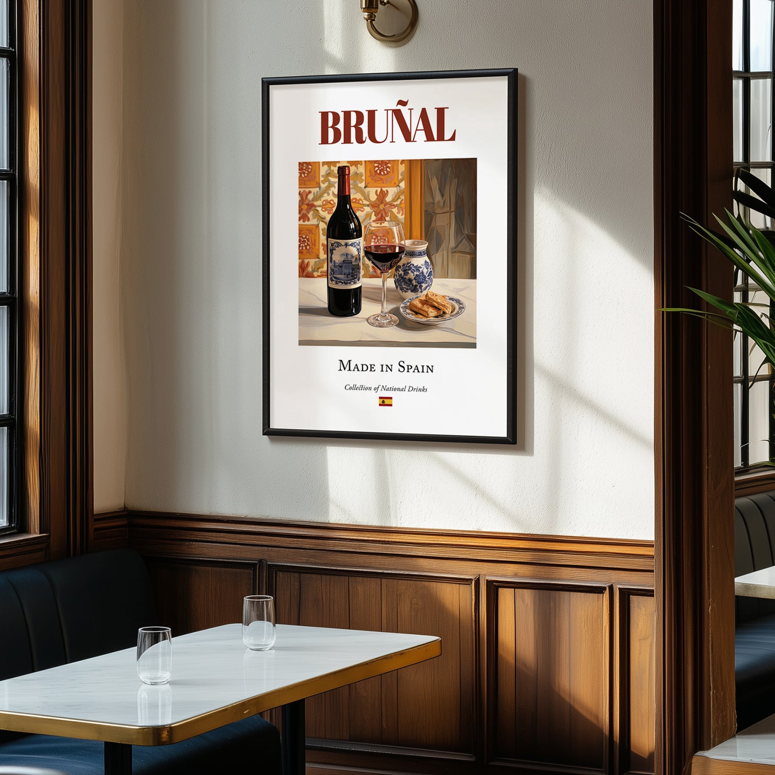 Bruñal – Spanish Red Wine, Vineyard Terrace Wall Decor, clean layout with no caption