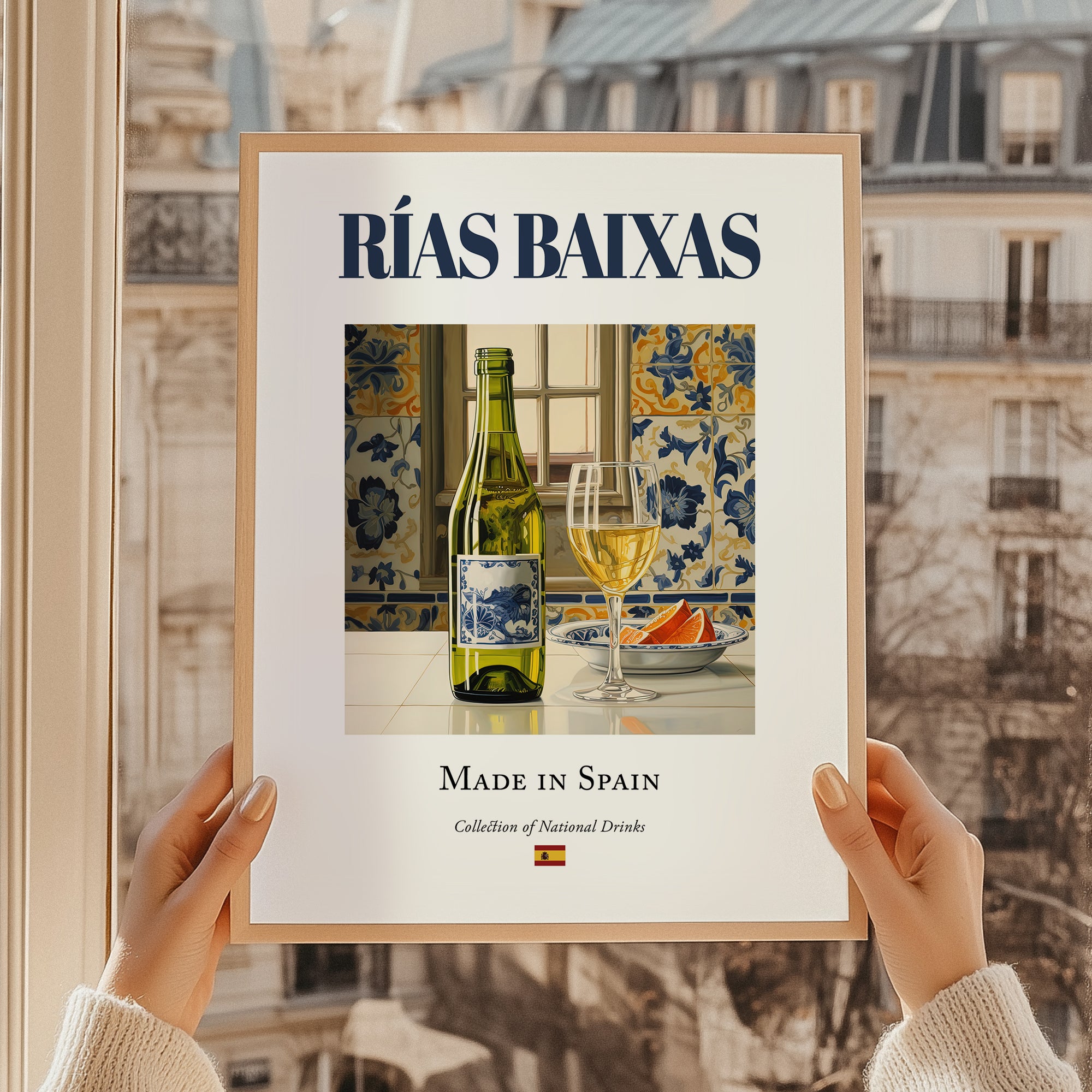 Rías Baixas – Spanish White Wine, Tasting Room Wall Decor, styled in a charming Paris street view