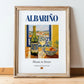Albariño – Spanish White Wine, Vinoteca Wall Art, in wooden frame leaning on the floor