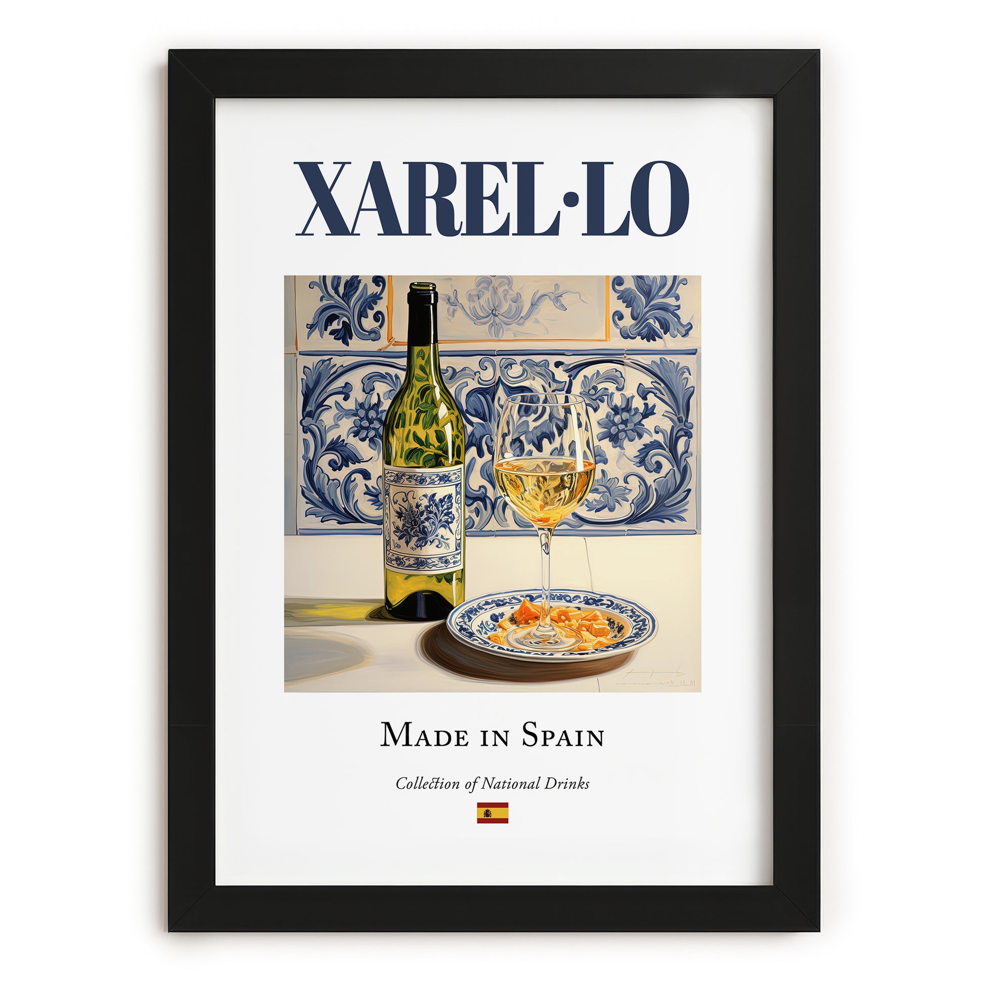 Xarel·lo – Spanish White Wine, Wine Bar Wall Art, in sleek black frame