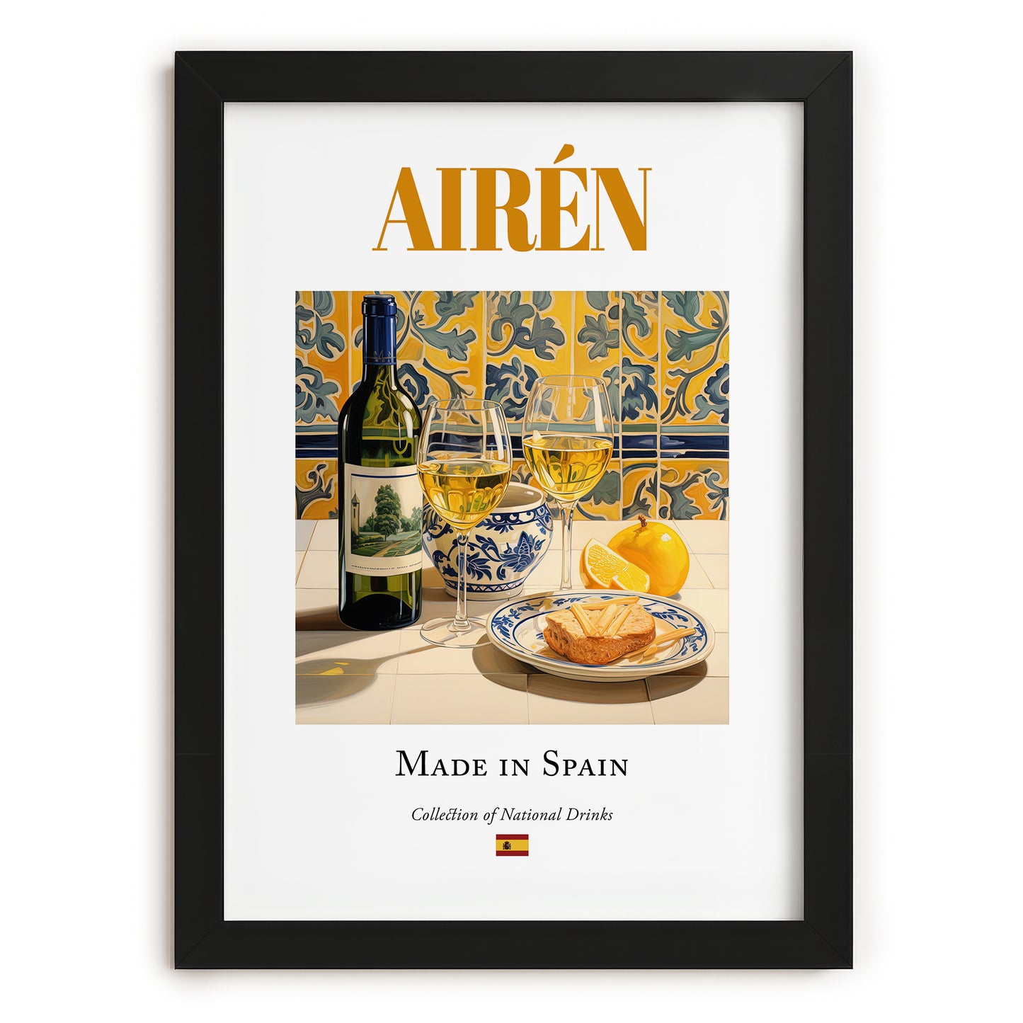 Airén – Spanish White Wine, Vinoteca Poster, in sleek black frame