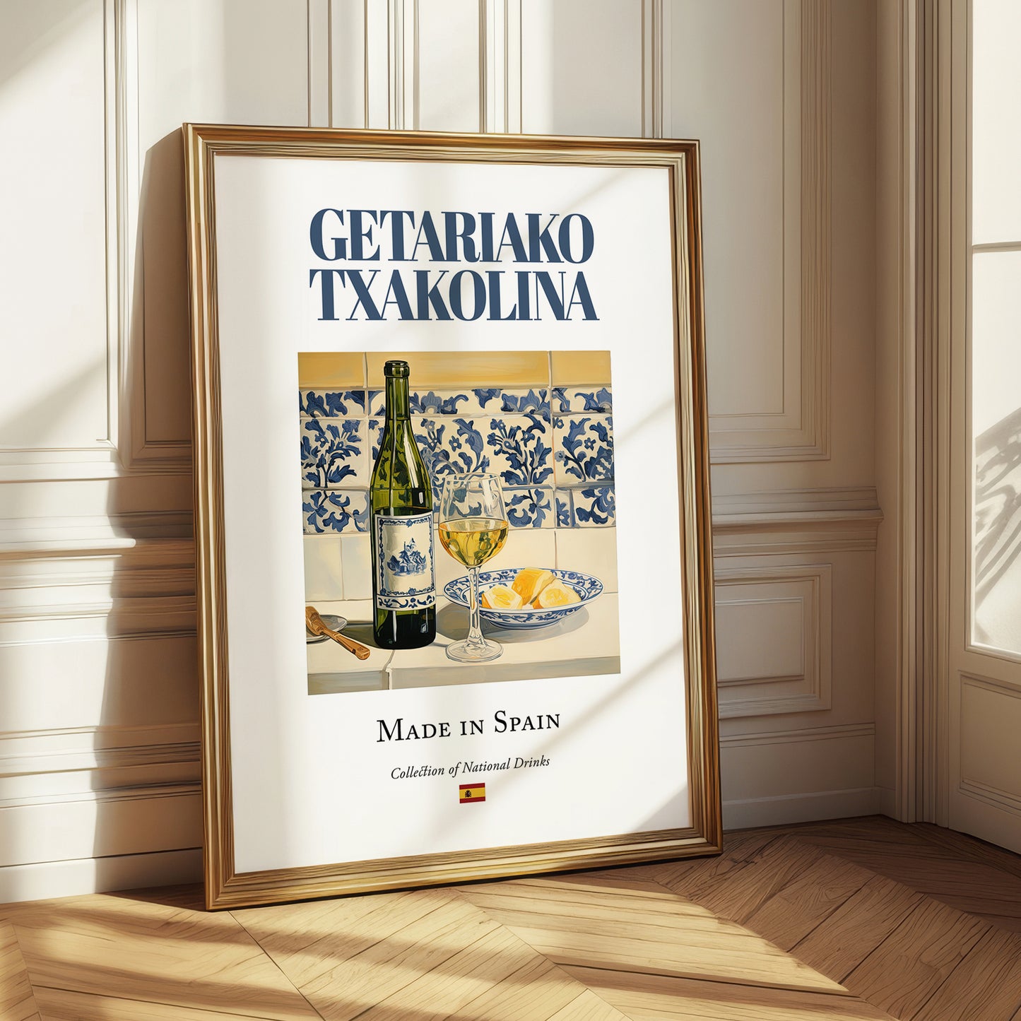 Getariako Txakolina – Spanish White Wine, Vineyard Terrace Painting