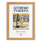 Getariako Txakolina – Spanish White Wine, Vineyard Terrace Painting, set in oak frame