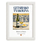 Getariako Txakolina – Spanish White Wine, Vineyard Terrace Painting, placed in minimal white frame