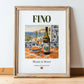 Fino – Spanish Dessert Wine, Enoteca Print, in wooden frame leaning on the floor