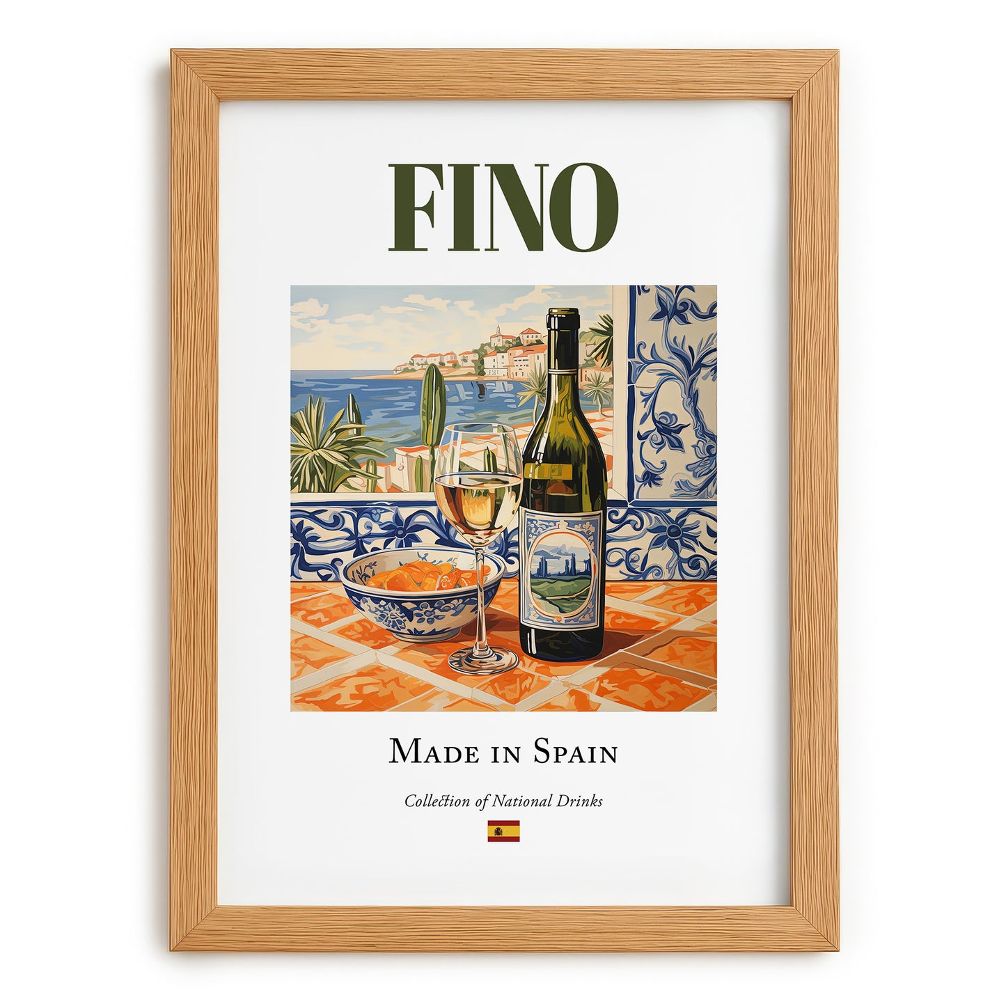 Fino – Spanish Dessert Wine, Enoteca Print, set in oak frame