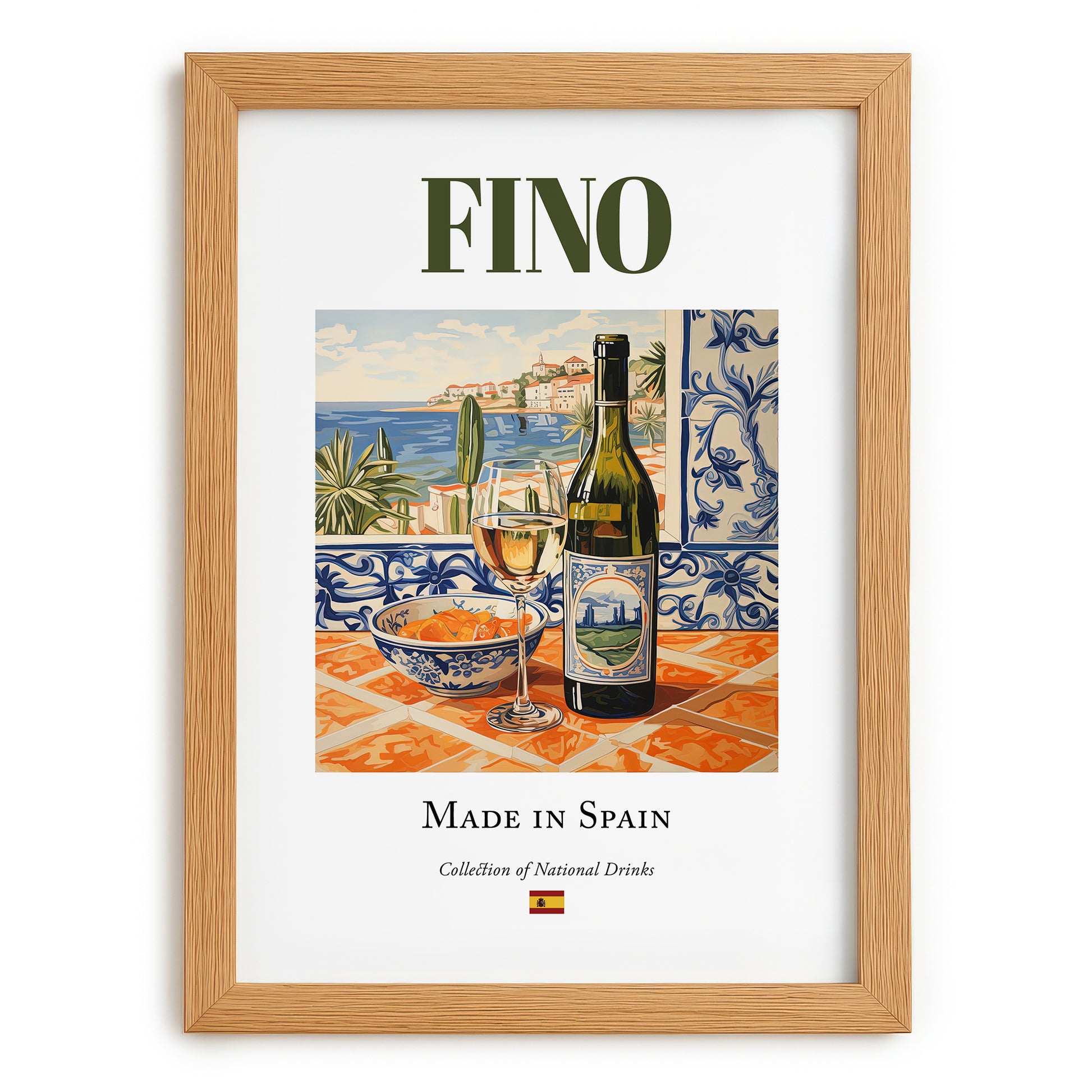 Fino – Spanish Dessert Wine, Enoteca Print, set in oak frame