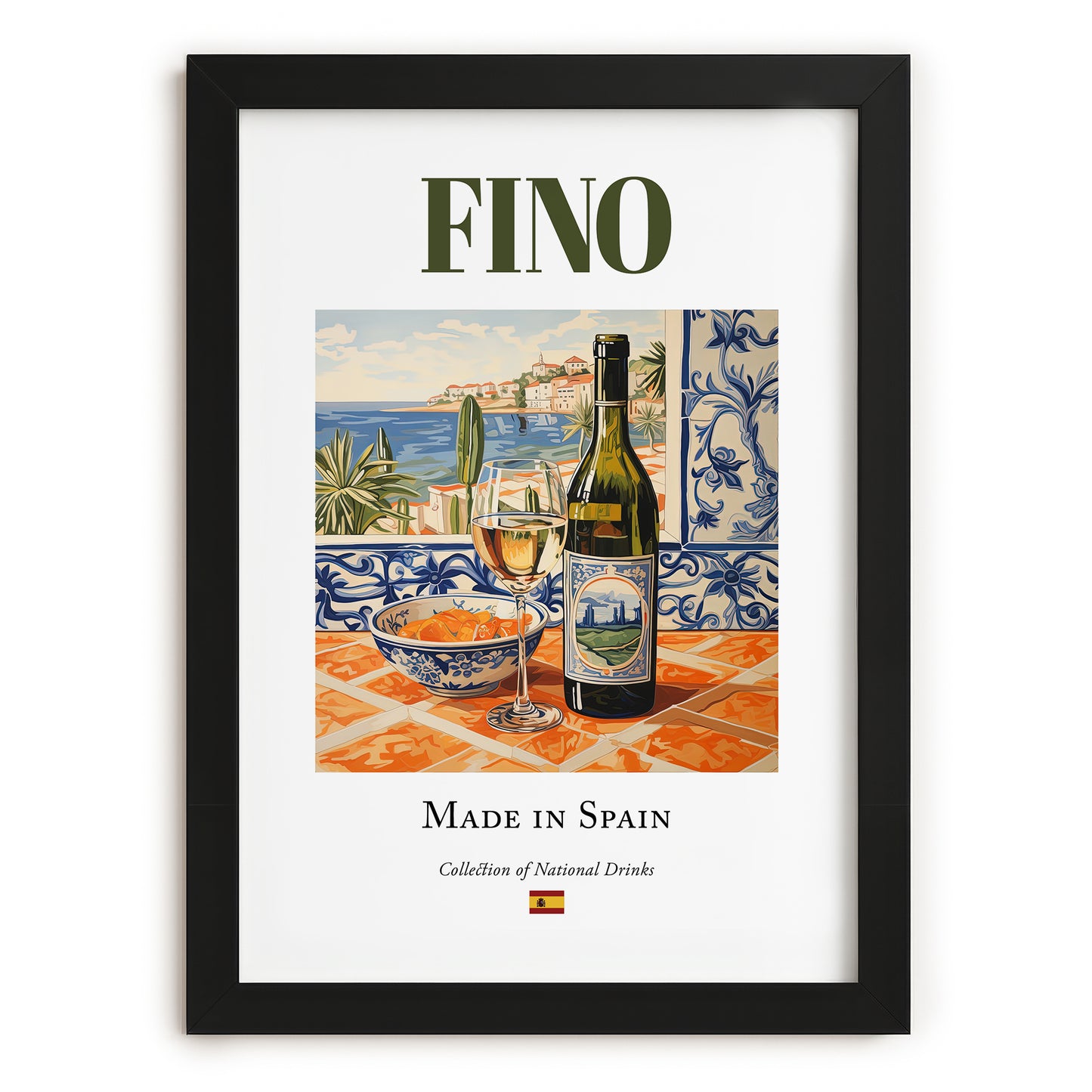 Fino – Spanish Dessert Wine, Enoteca Print, in sleek black frame