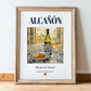 Alcañón – Spanish White Wine, Bodega Wall Art, in wooden frame leaning on the floor