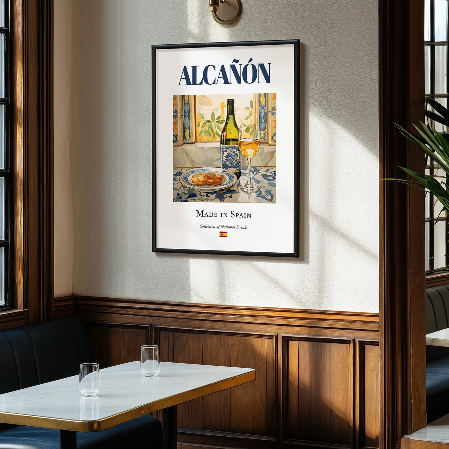 Alcañón – Spanish White Wine, Bodega Wall Art, clean layout with no caption