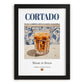 Cortado – Spanish Coffee, Espresso Bar Print, in sleek black frame