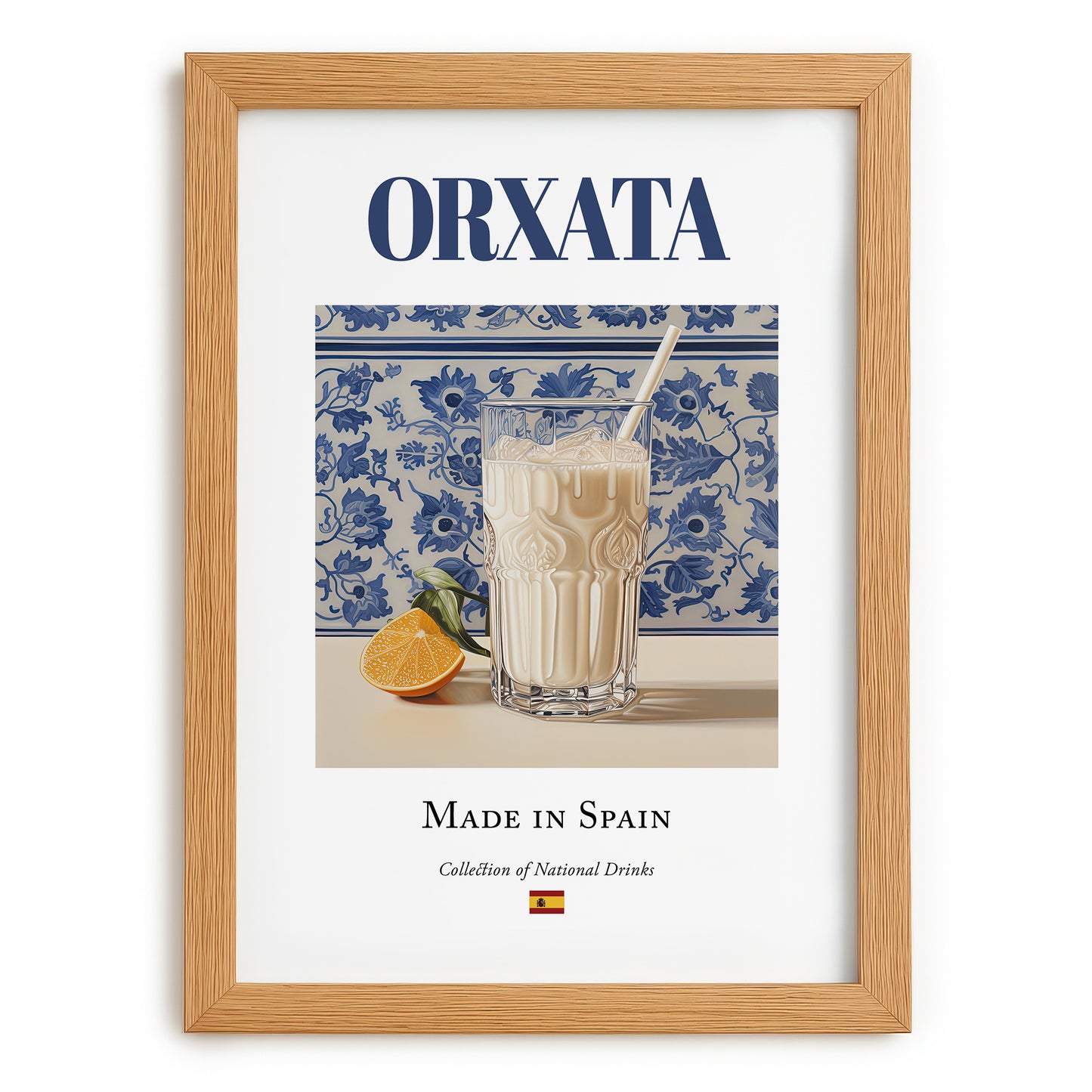 Orxata – Spanish Beverage Drink, Cocktail Lounge Poster, set in oak frame