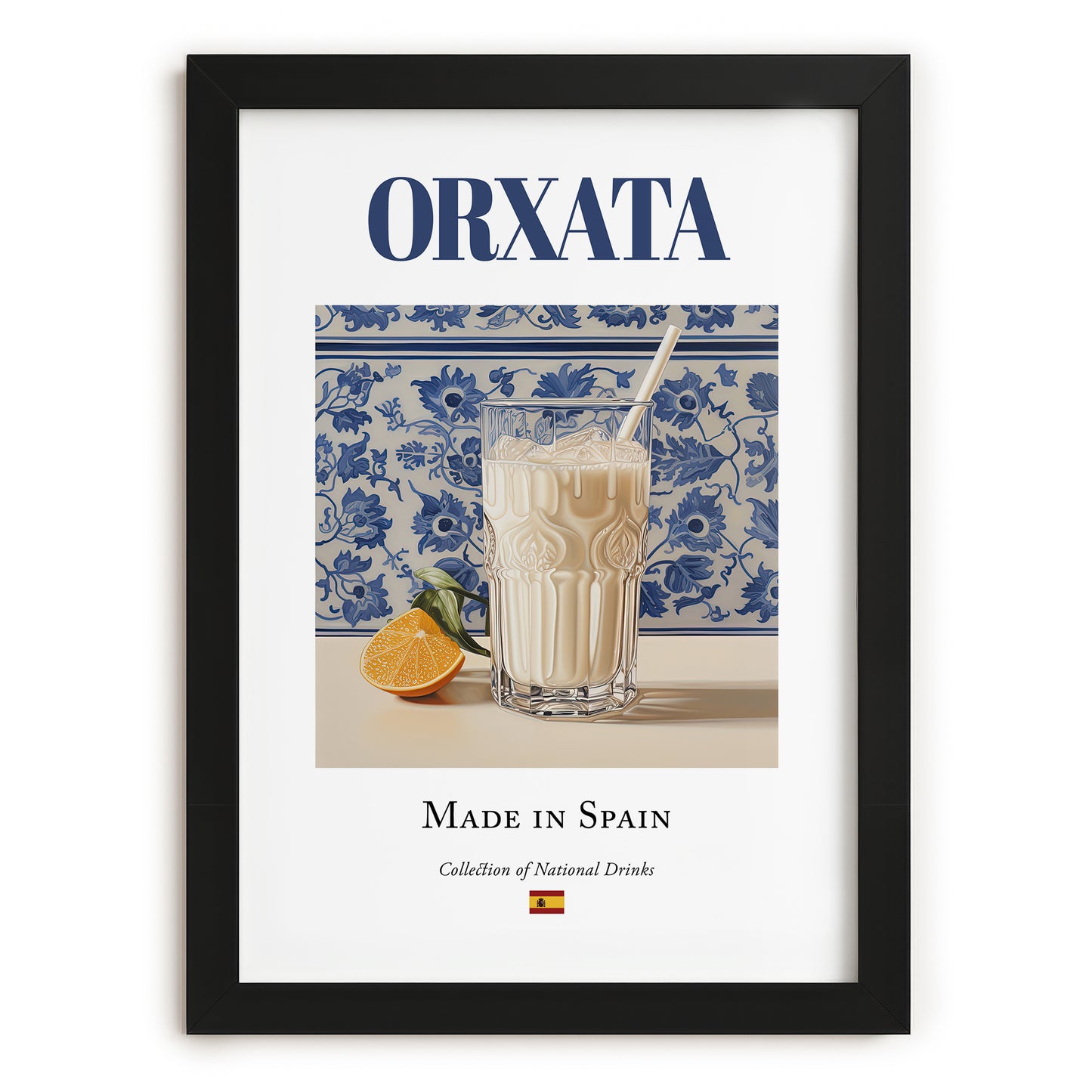 Orxata – Spanish Beverage Drink, Cocktail Lounge Poster, in sleek black frame