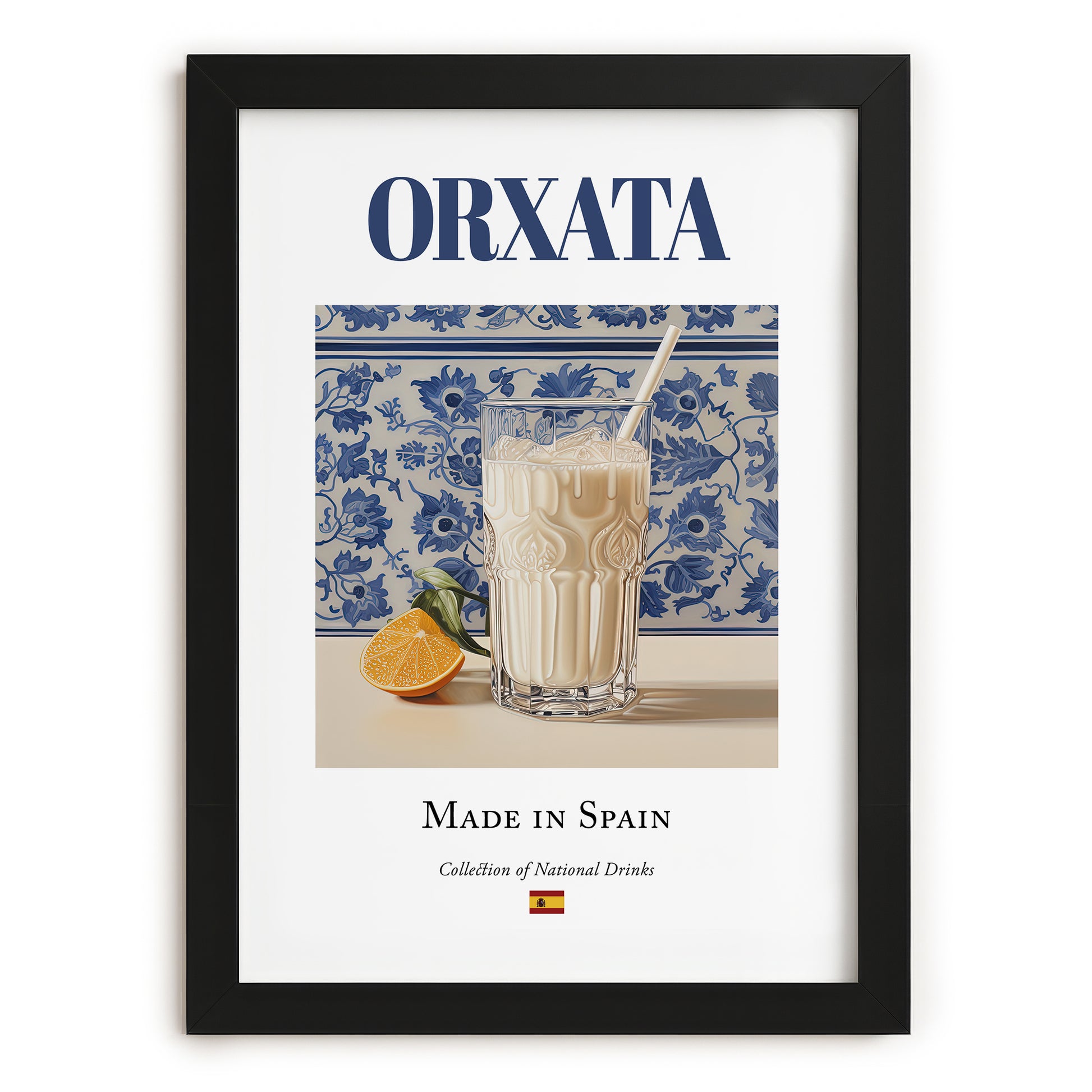 Orxata – Spanish Beverage Drink, Cocktail Lounge Poster, in sleek black frame