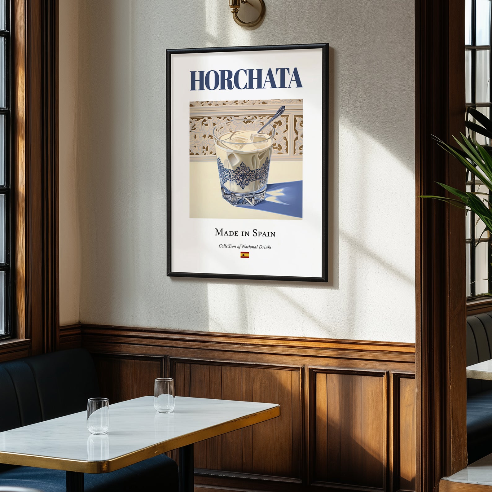 Horchata – Spanish Beverage Drink, Hotel Lobby Illustration, clean layout with no caption