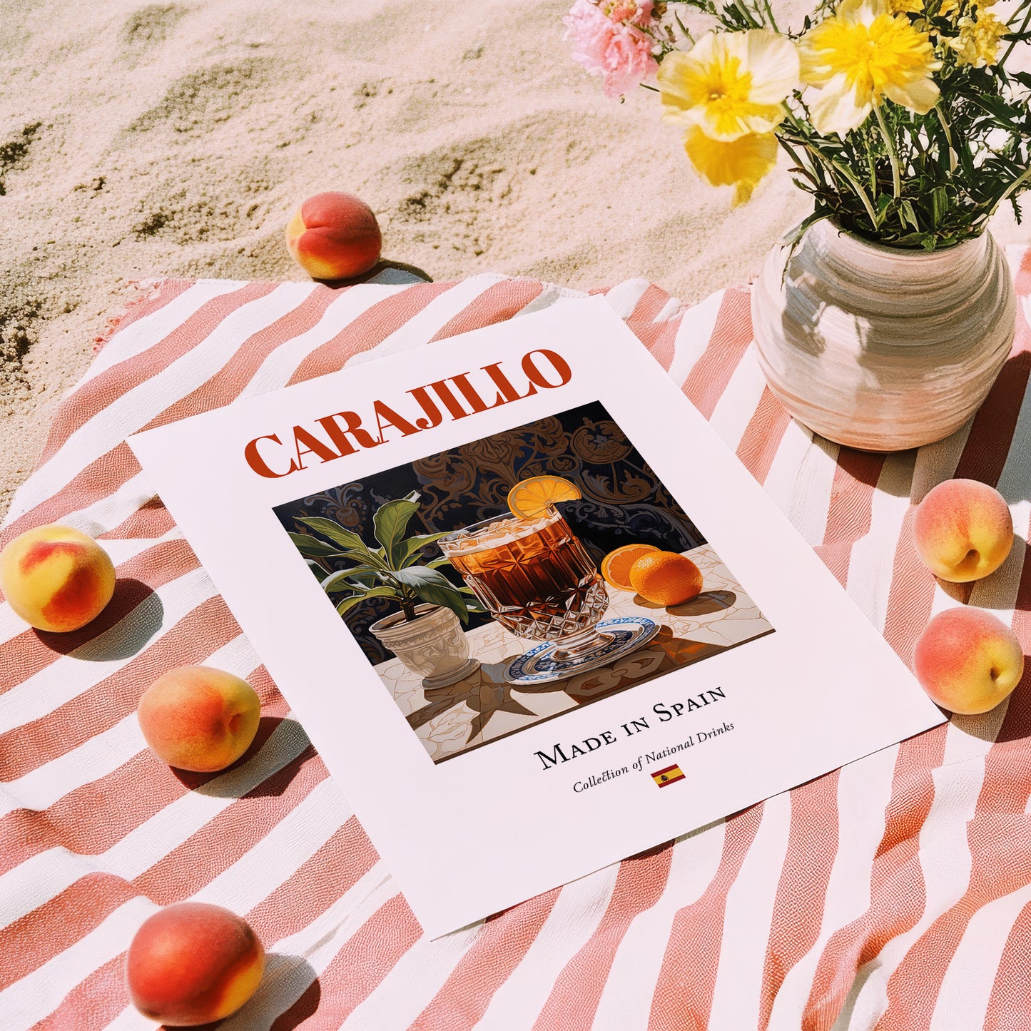 Carajillo – Spanish Coffee, Konditorei Still Life, unframed on coastal sand