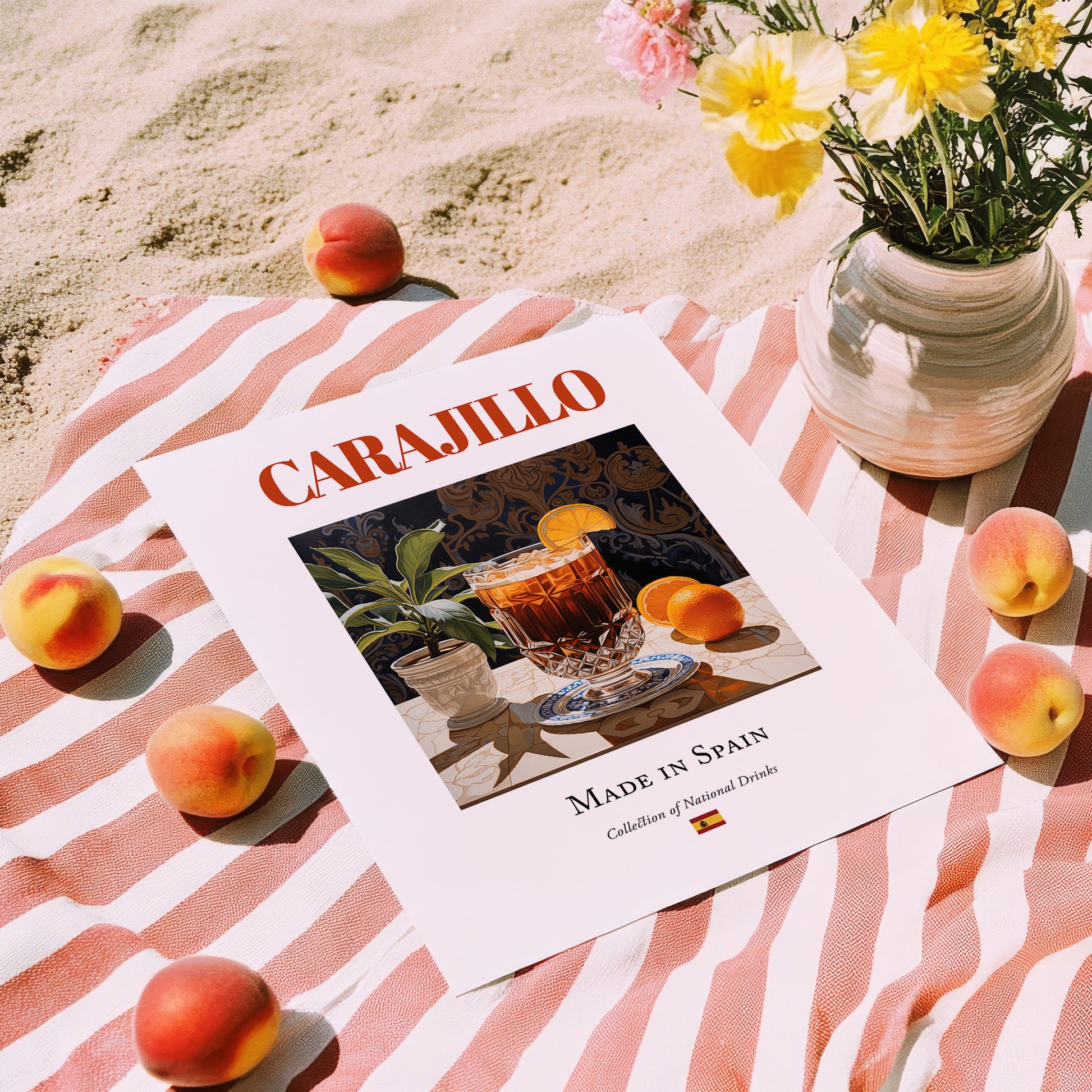Carajillo – Spanish Coffee, Konditorei Still Life, unframed on coastal sand