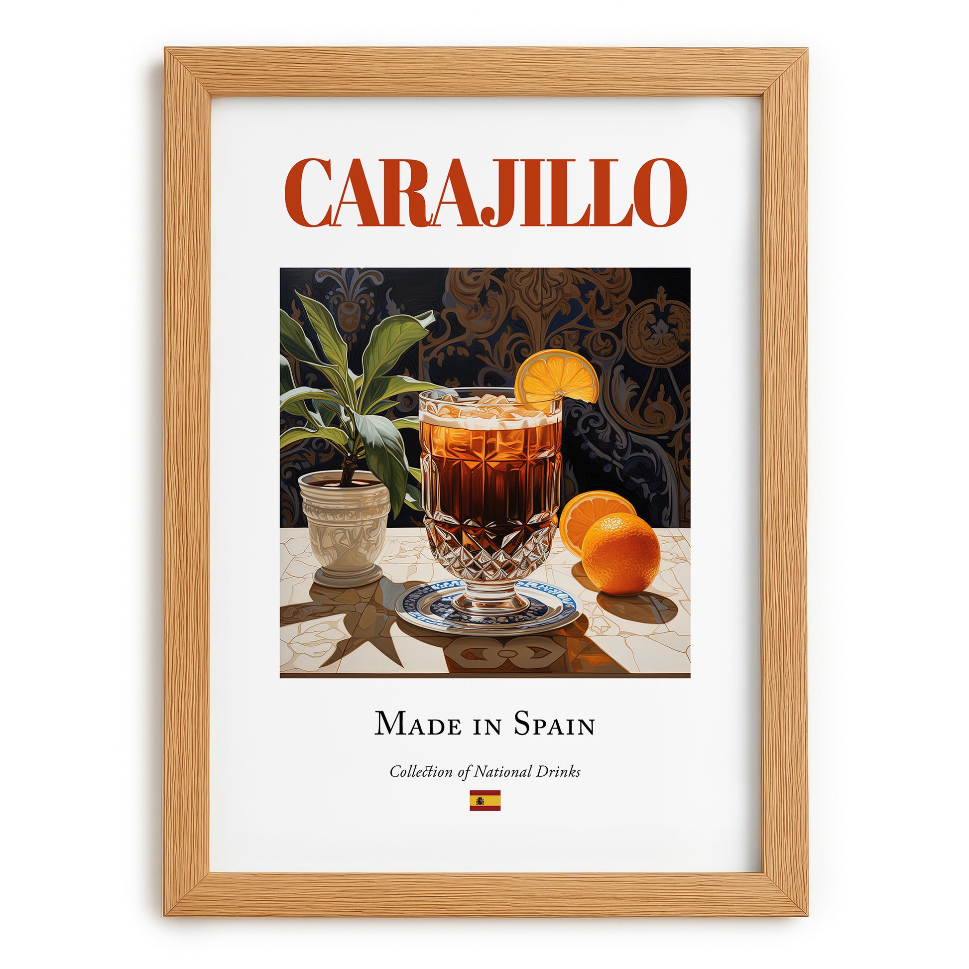 Carajillo – Spanish Coffee, Konditorei Still Life, set in oak frame