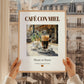 Café con miel – Spanish Coffee, Book Café Wall Decor, styled in a charming Paris street view