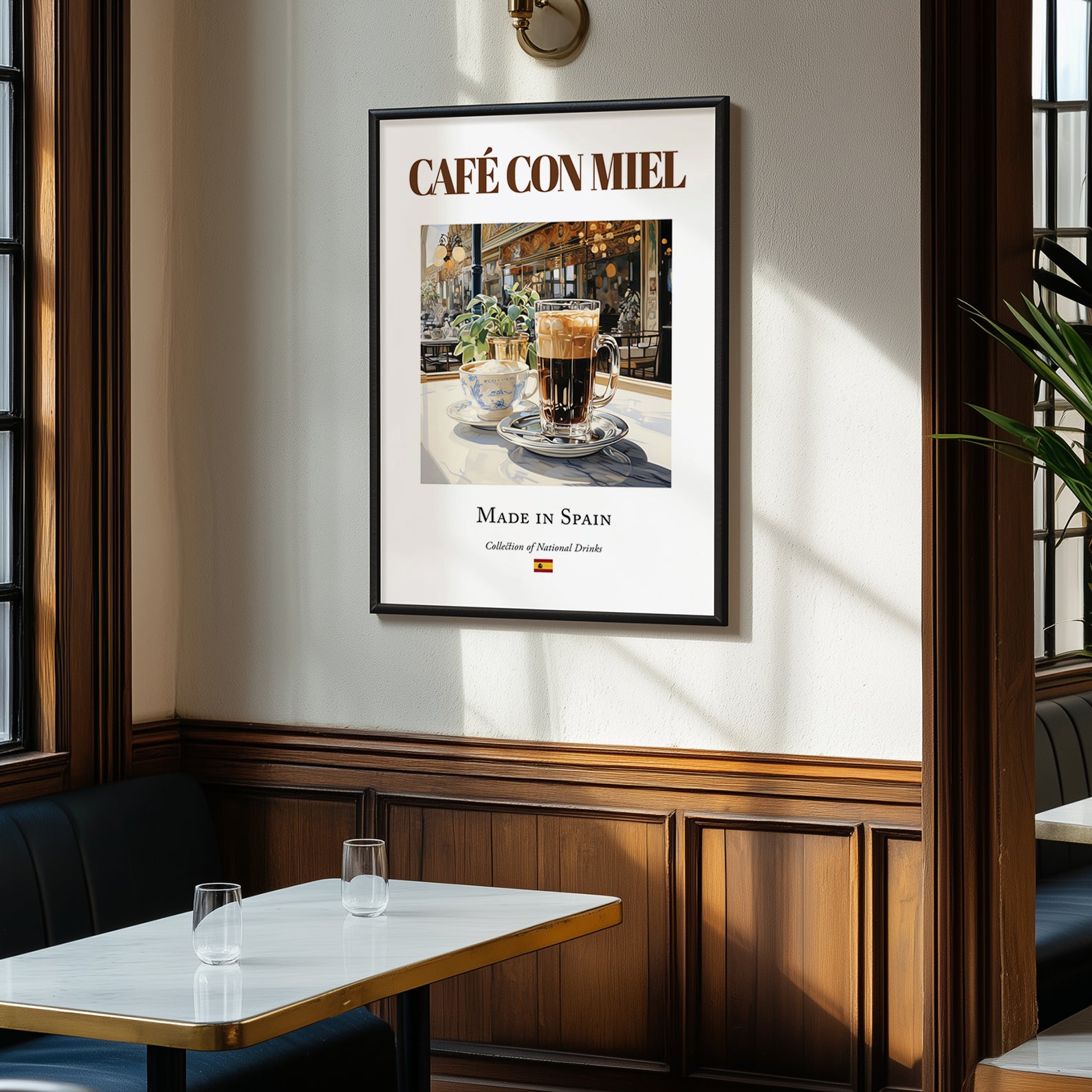 Café con miel – Spanish Coffee, Book Café Wall Decor, clean layout with no caption