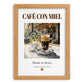 Café con miel – Spanish Coffee, Book Café Wall Decor, set in oak frame