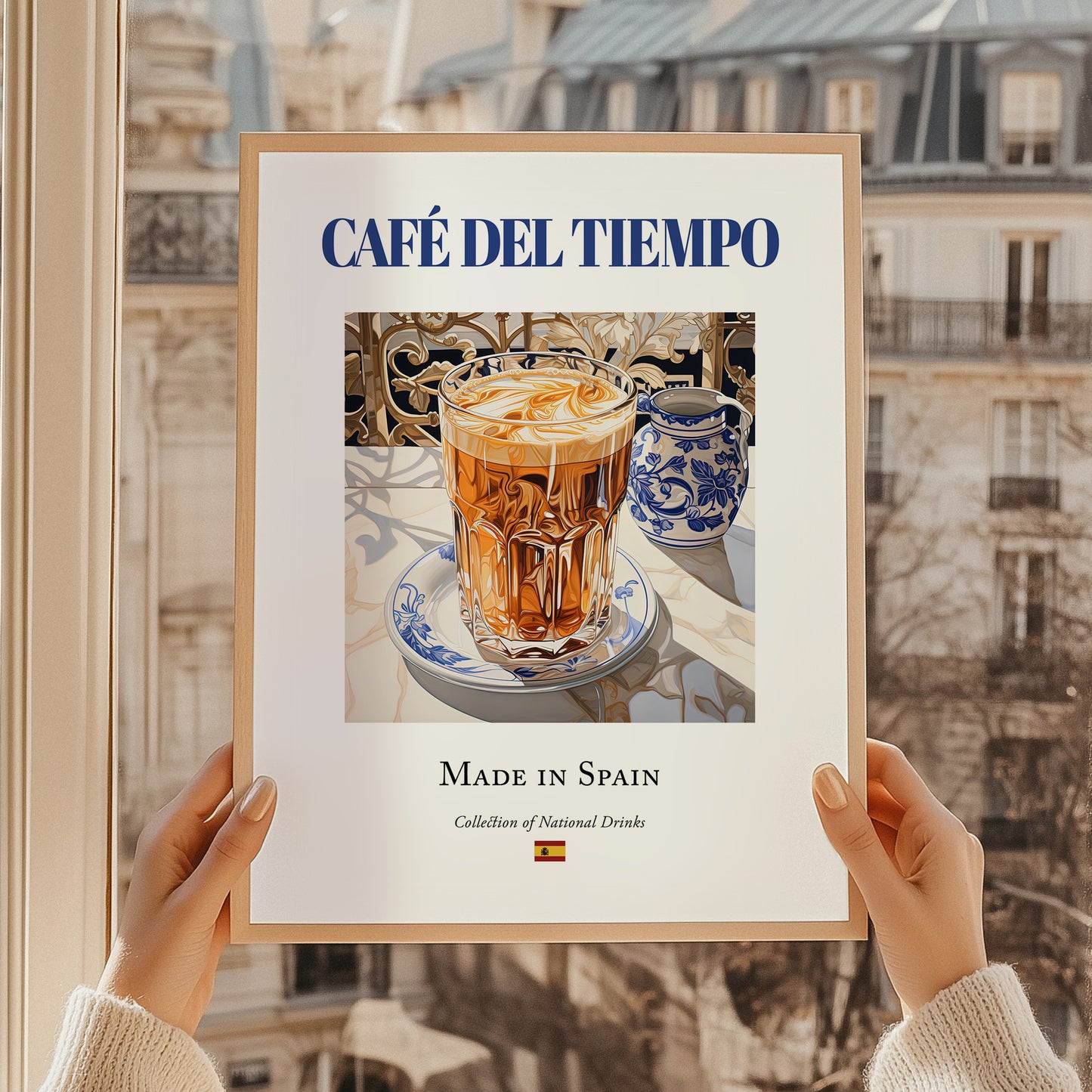 Café del tiempo – Spanish Coffee, Coffeehouse Art, styled in a charming Paris street view