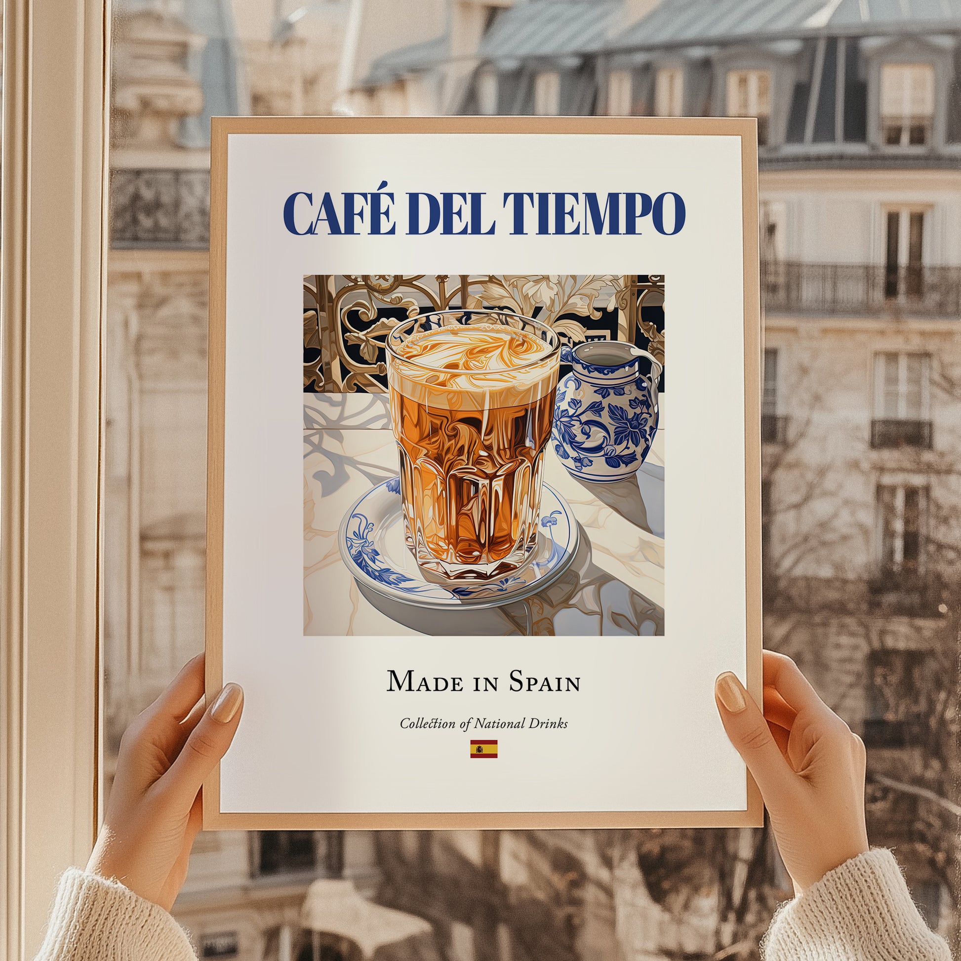 Café del tiempo – Spanish Coffee, Coffeehouse Art, styled in a charming Paris street view