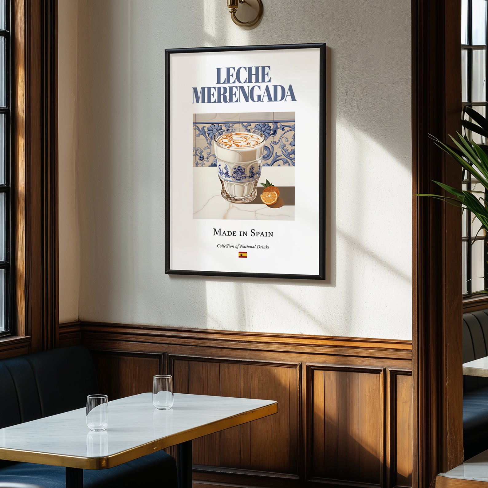 Leche merengada – Spanish Beverage Drink, Rooftop Terrace Poster, clean layout with no caption
