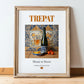 Trepat – Spanish Red Wine, Vineyard Terrace Print, in wooden frame leaning on the floor