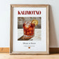 Kalimotxo – Spanish Cocktail Drink, Speakeasy Illustration, in wooden frame leaning on the floor