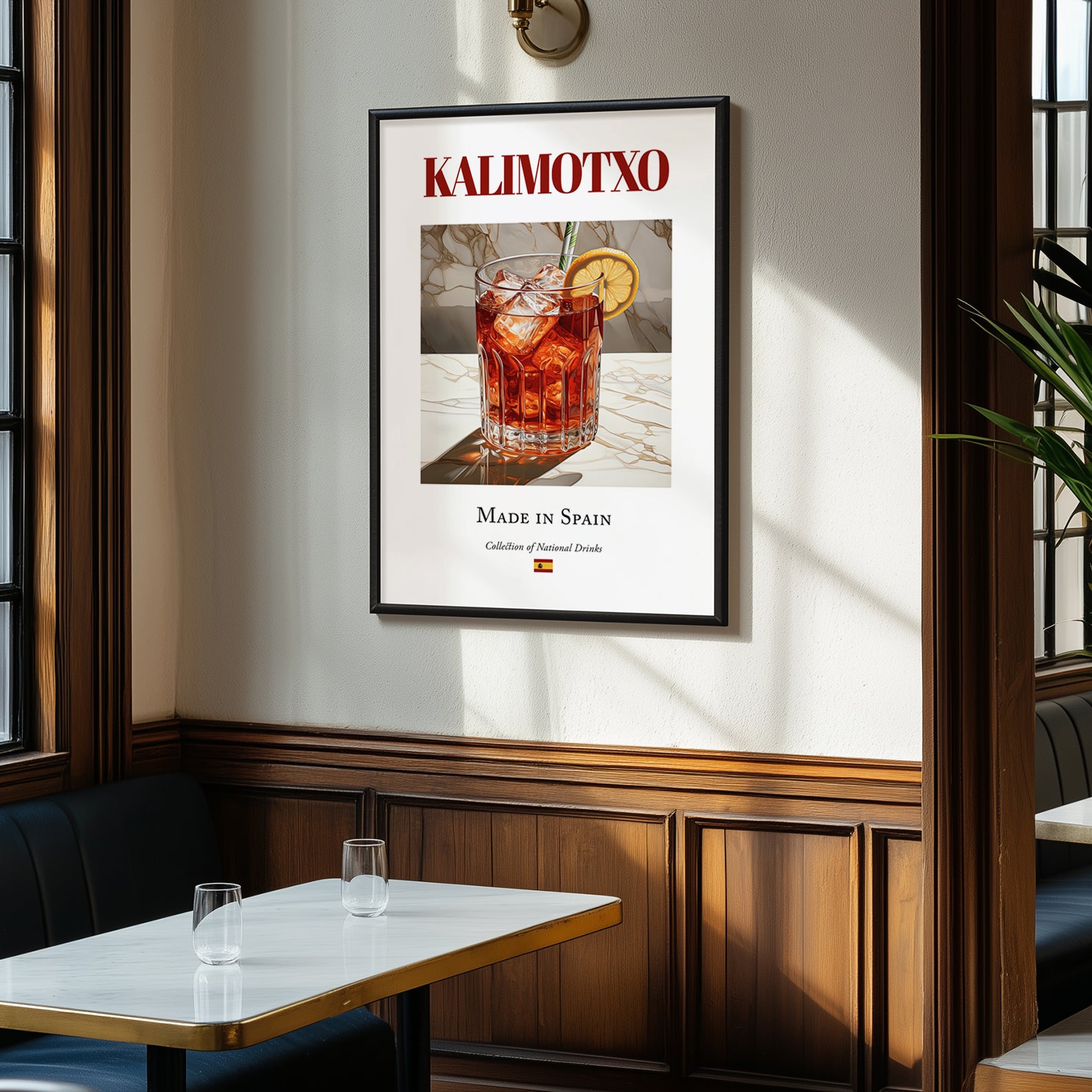 Kalimotxo – Spanish Cocktail Drink, Speakeasy Illustration, clean layout with no caption