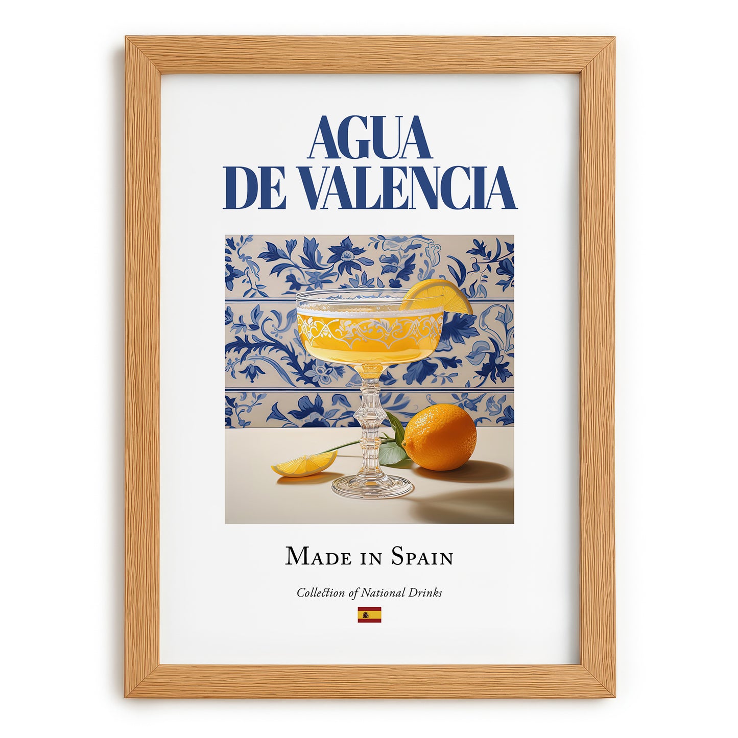 Agua de Valencia – Spanish Cocktail Drink, Rooftop Terrace Poster, set in oak frame