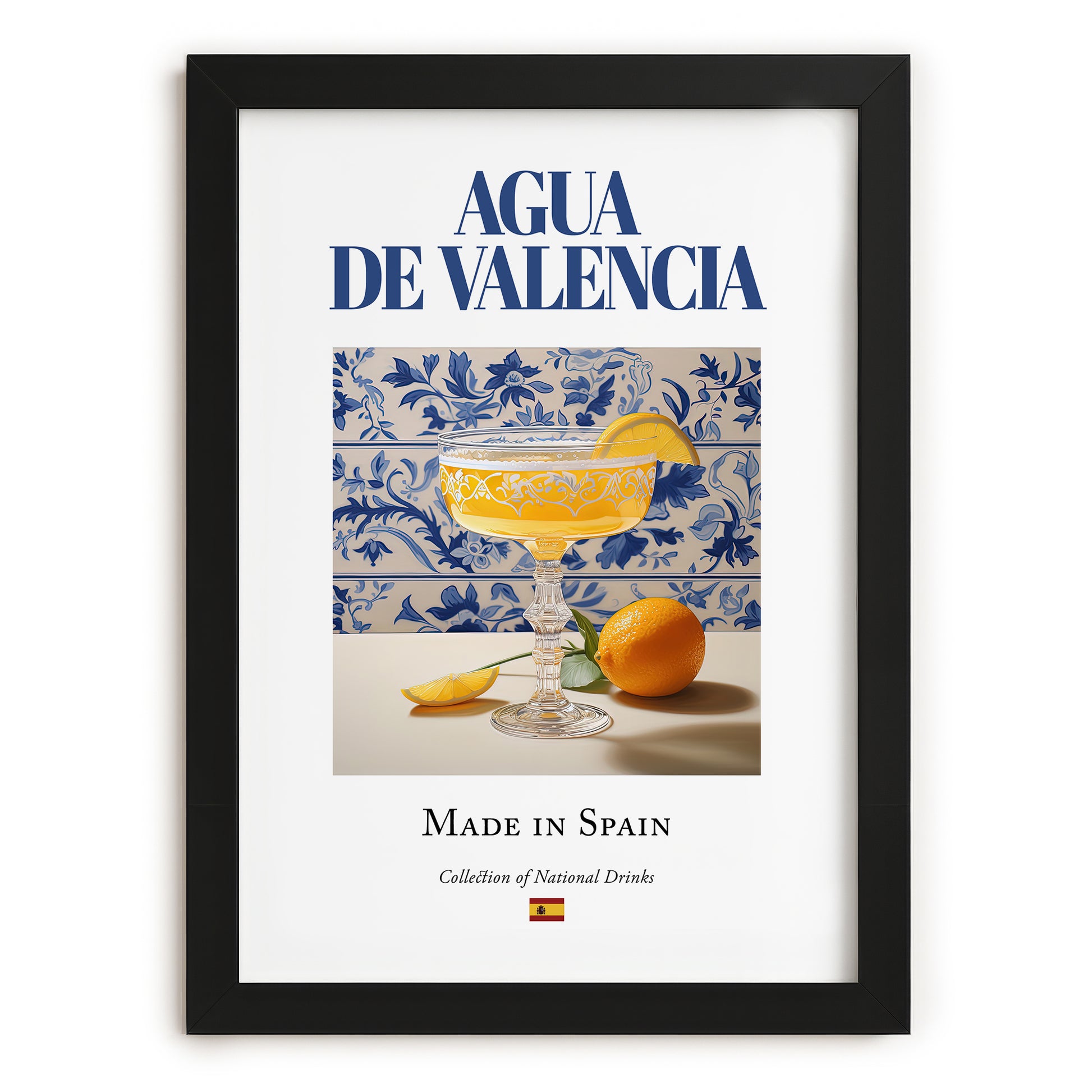 Agua de Valencia – Spanish Cocktail Drink, Rooftop Terrace Poster, in sleek black frame