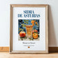 Sidra de Asturias – Spanish Cider Cider, Farmers’ Market Stall Print, in wooden frame leaning on the floor
