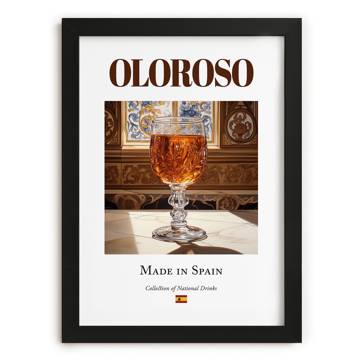 Oloroso – Spanish Dessert Wine, Vinoteca Art, in sleek black frame