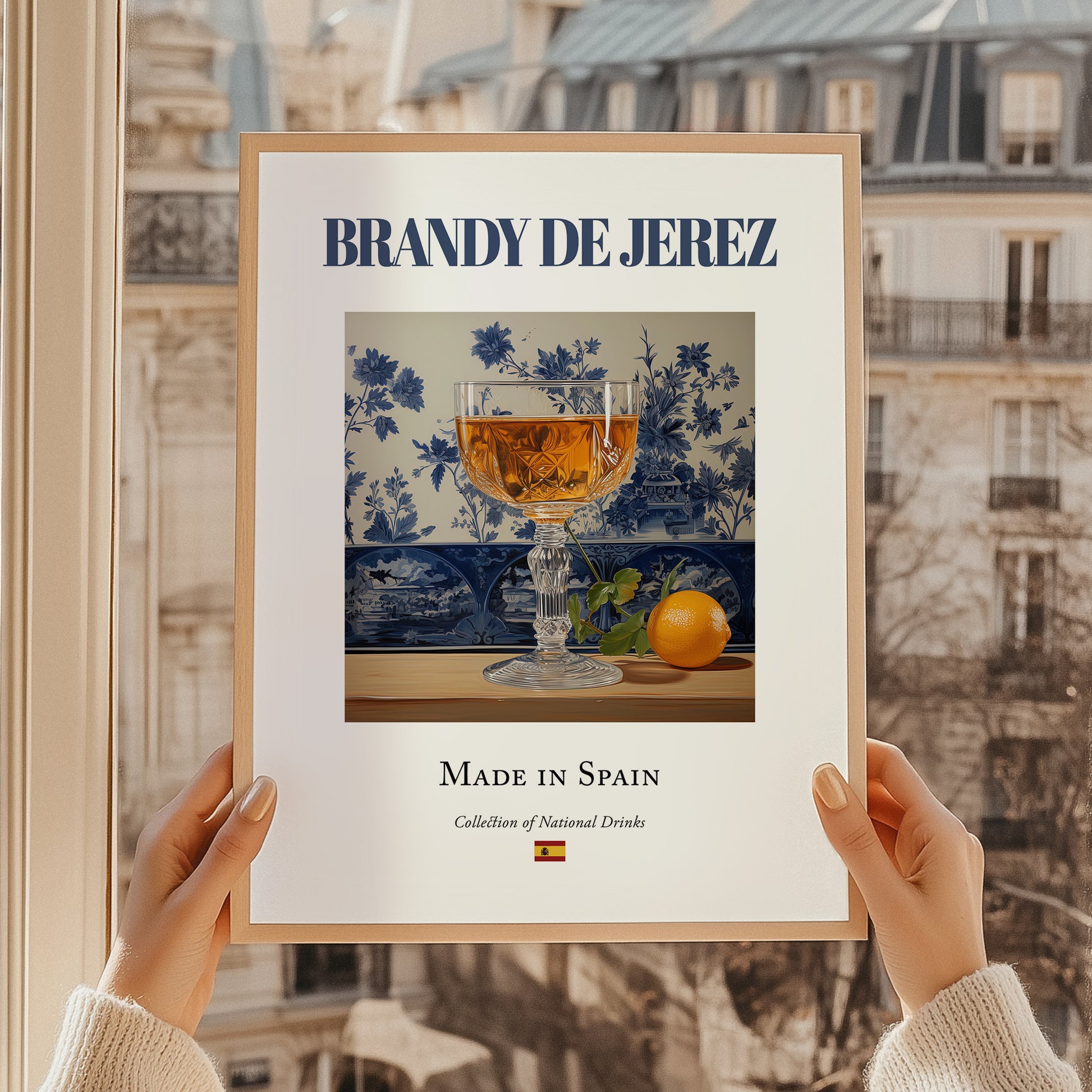Brandy de Jerez – Spanish Spirit Drink, Beach Bar Print, styled in a charming Paris street view