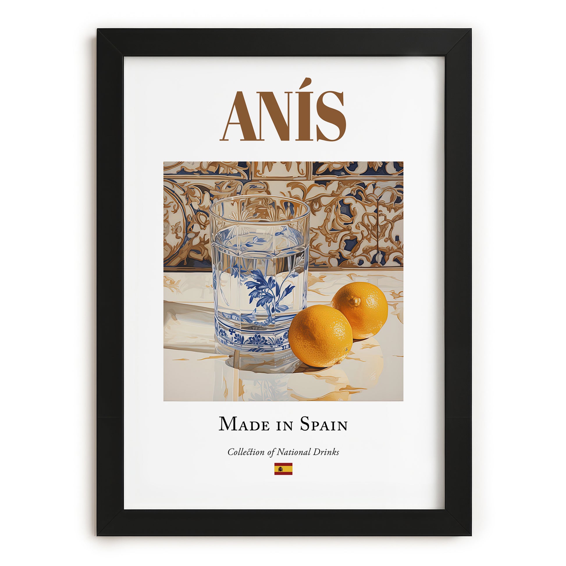 Anís – Spanish Spirit Drink, Speakeasy Print, in sleek black frame