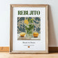 Rebujito – Spanish Cocktail Drink, Beach Bar Painting, in wooden frame leaning on the floor