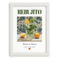 Rebujito – Spanish Cocktail Drink, Beach Bar Painting, placed in minimal white frame