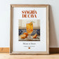 Sangría de Cava – Spanish Cocktail Drink, Beach Bar Painting, in wooden frame leaning on the floor