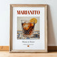 Marianito – Spanish Cocktail Drink, Beach Bar Painting, in wooden frame leaning on the floor